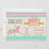 Carousel Birthday Party Kaart (Achterkant)