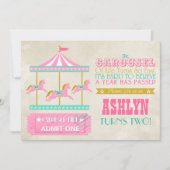 Carousel Birthday Party Kaart (Voorkant)