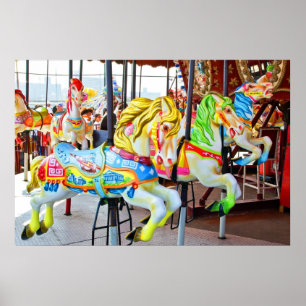 Carousel - Coney Island, NYC briefkaart Poster