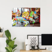 Carousel - Coney Island, NYC briefkaart Poster (Thuiskantoor)