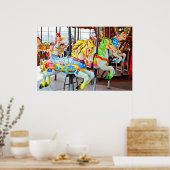 Carousel - Coney Island, NYC briefkaart Poster (Keuken)