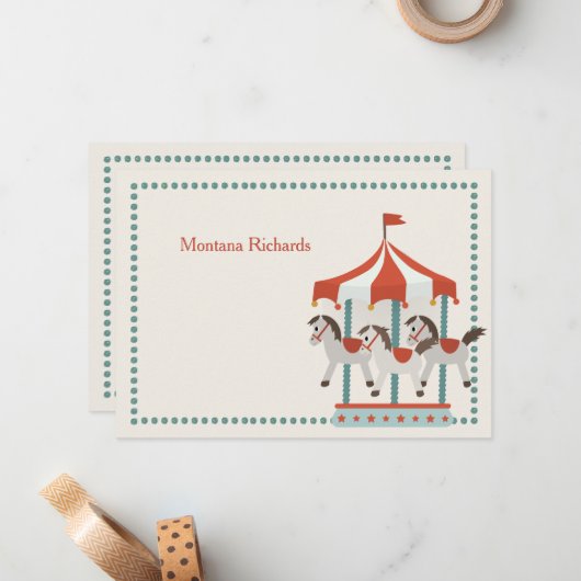 Carousel Dank u, Notecard Notitiekaartje (Voorkant / Achterkant in situ)