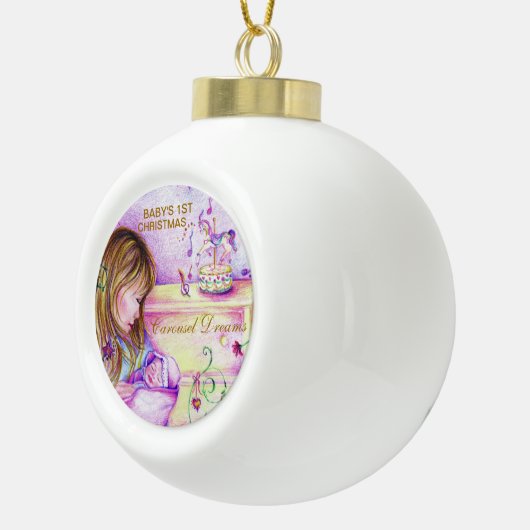 Carousel Dreams Baby's eerste kerstsieraad Keramische Bal Ornament (Rechts)