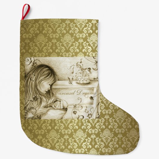  Carousel Dreams Gold Damask Grote Kerstsok (Voorkant)