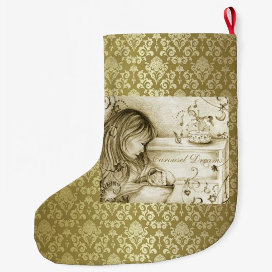  Carousel Dreams Gold Damask Grote Kerstsok (Achterkant)