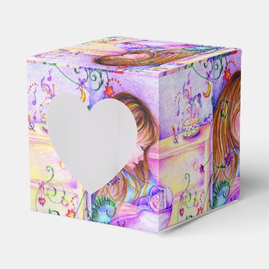 Carousel Dreams Heart Square Baby Favor Box Bedankdoosjes (Voorkant Zijde)
