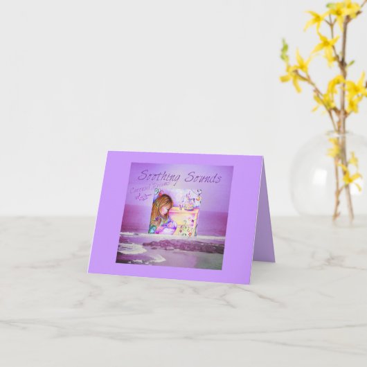 Carousel Dreams Paarse Ocean Background Notecard Kaart (Gele Bloem)