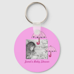 Carousel Dreams Pink Umrella Button Sleutelhanger