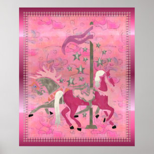 Carousel Dromen Nursery Kinderkunstwerk Poster