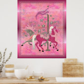Carousel Dromen Nursery Kinderkunstwerk Poster (Keuken)