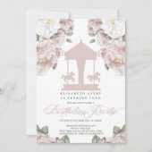 Carousel Floral Soft Pink Birthday Kaart (Voorkant)