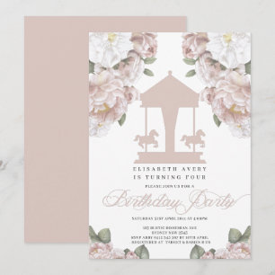 Carousel Floral Soft Pink Birthday Kaart