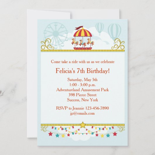 Carousel Fun Invitation Kaart (Voorkant)