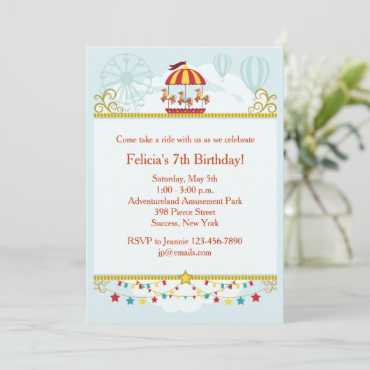 Carousel Fun Invitation Kaart (Staand voorkant)