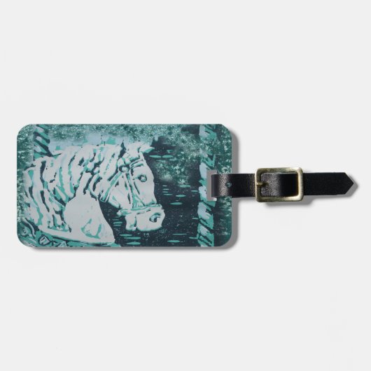 Carousel Horse Aquamarine Bagagelabel (Voorkant horizontaal)