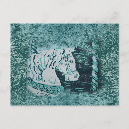 Carousel Horse Aquamarine Briefkaart (Voorkant)