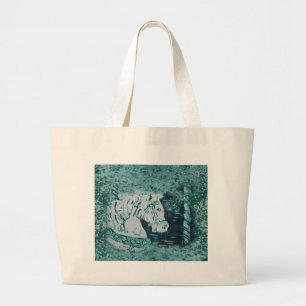 Carousel Horse Aquamarine Grote Tote Bag