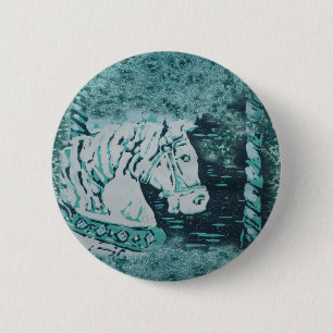 Carousel Horse Aquamarine Ronde Button 5,7 Cm