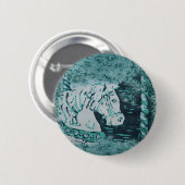 Carousel Horse Aquamarine Ronde Button 5,7 Cm (Voorkant /achterkant)