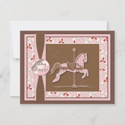 Carousel Horse Baby Girl Shower Kaart (Voorkant)