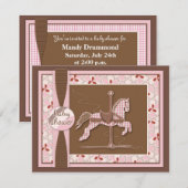 Carousel Horse Baby Girl Shower Kaart (Voorkant / Achterkant)