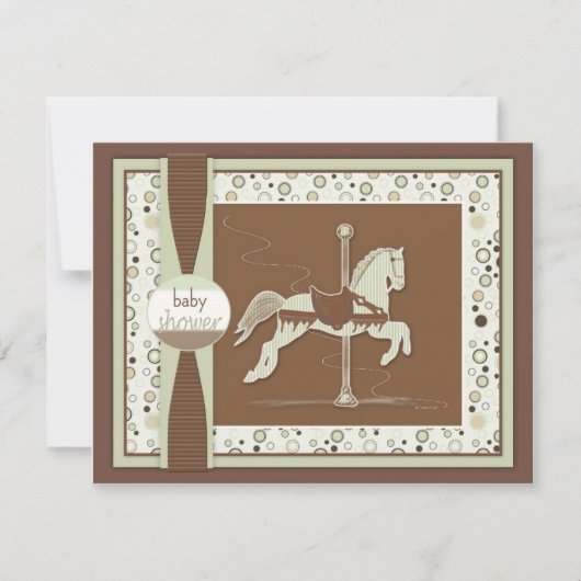 Carousel Horse Baby shower Invitation Kaart (Voorkant)