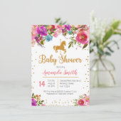 Carousel Horse Baby shower-uitnodiging Kaart (Staand voorkant)