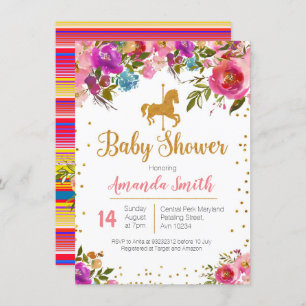 Carousel Horse Baby shower-uitnodiging Kaart