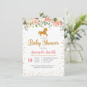 Carousel Horse Baby shower-uitnodiging Kaart (Staand voorkant)