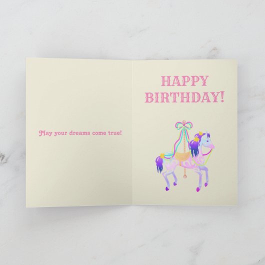 Carousel Horse Birthday card Kaart (Binnen)