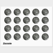 Carousel Horse Black and White Ronde Sticker (Vel)