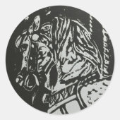 Carousel Horse Black and White Ronde Sticker (Voorkant)