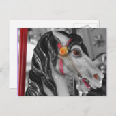 Carousel Horse Black White Briefkaart (Voorkant / Achterkant)