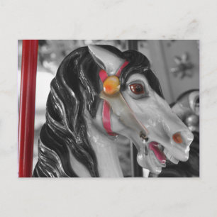Carousel Horse Black White Briefkaart