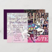 Carousel Horse Carnival Wedding Invitations Kaart (Voorkant / Achterkant)