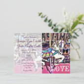 Carousel Horse Carnival Wedding Invitations Kaart (Staand voorkant)