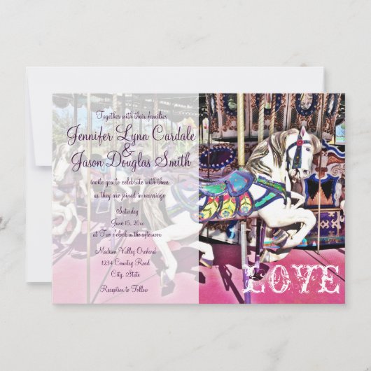 Carousel Horse Carnival Wedding Invitations Kaart (Voorkant)
