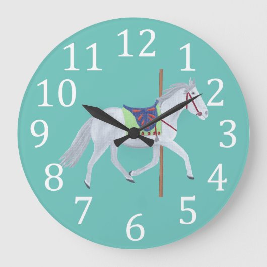 Carousel Horse Clock for Baby Nursery Room Grote Klok (Voorkant)