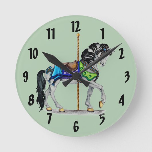 Carousel Horse Clock Ronde Klok (Voorkant)