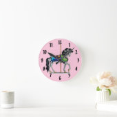 Carousel Horse Clock ~ Roze Ronde Klok (Huis)