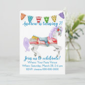Carousel Horse Custom Birthday Kaart (Staand voorkant)