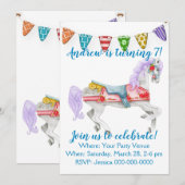 Carousel Horse Custom Birthday Kaart (Voorkant / Achterkant)