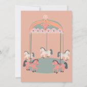 Carousel Horse Go Round First Birthday  Invitation Kaart (Achterkant)