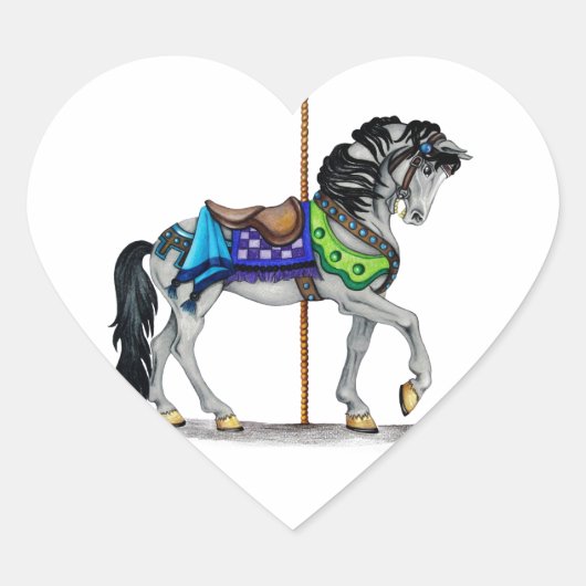 Carousel Horse Hart Sticker (Voorkant)