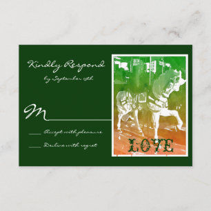 Carousel Horse Hunter Green Wedding RSVP-kaarten RSVP Kaartje