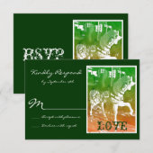 Carousel Horse Hunter Green Wedding RSVP-kaarten RSVP Kaartje (Voorkant / Achterkant)