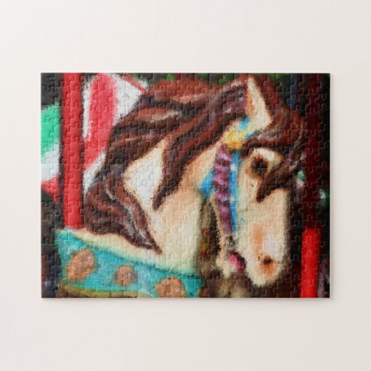 Carousel Horse Impressionist Painting Legpuzzel (Horizontaal)