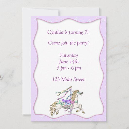 Carousel Horse Invitation Kaart (Voorkant)