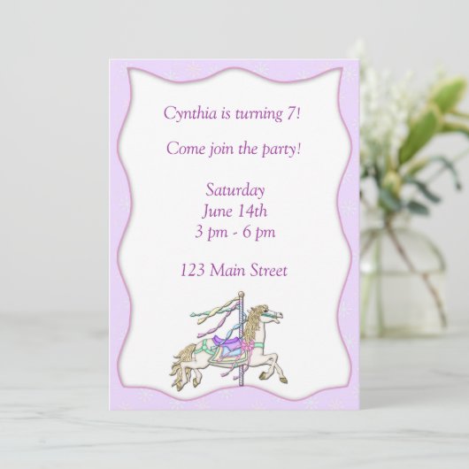 Carousel Horse Invitation Kaart (Staand voorkant)