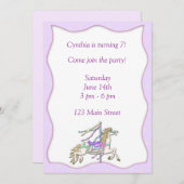 Carousel Horse Invitation Kaart (Voorkant / Achterkant)